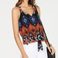 INC International Concepts Women's Tie Front Chiffon Top Brown Size Petite Small