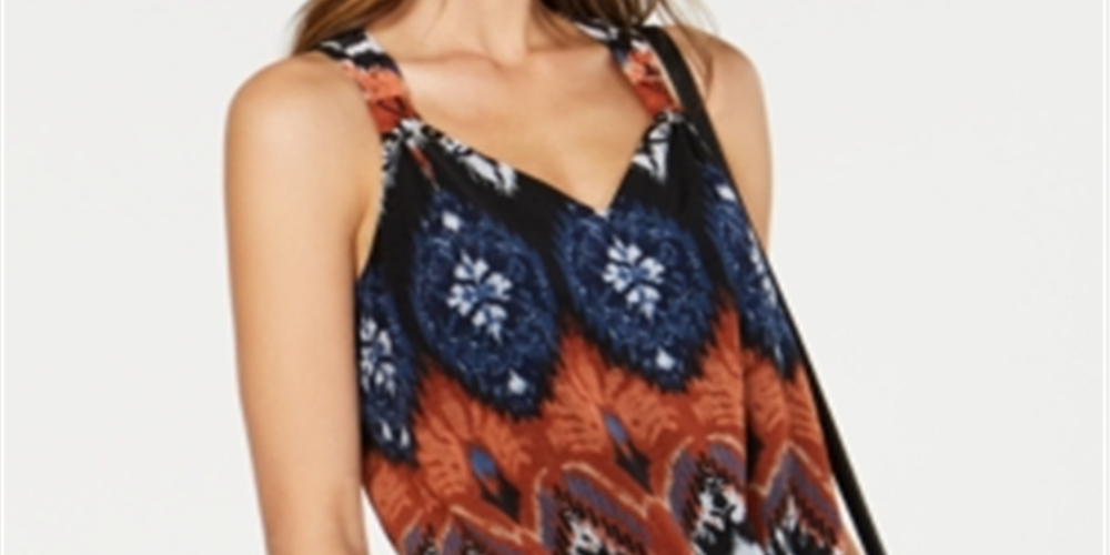 INC International Concepts Women's Tie Front Chiffon Top Brown Size Petite Small