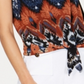 INC International Concepts Women's Tie Front Chiffon Top Brown Size Petite Small