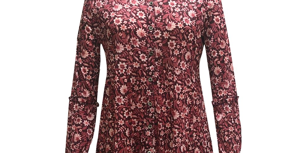 Style & Co Women's Floral Print Tunic Red Size X-Large