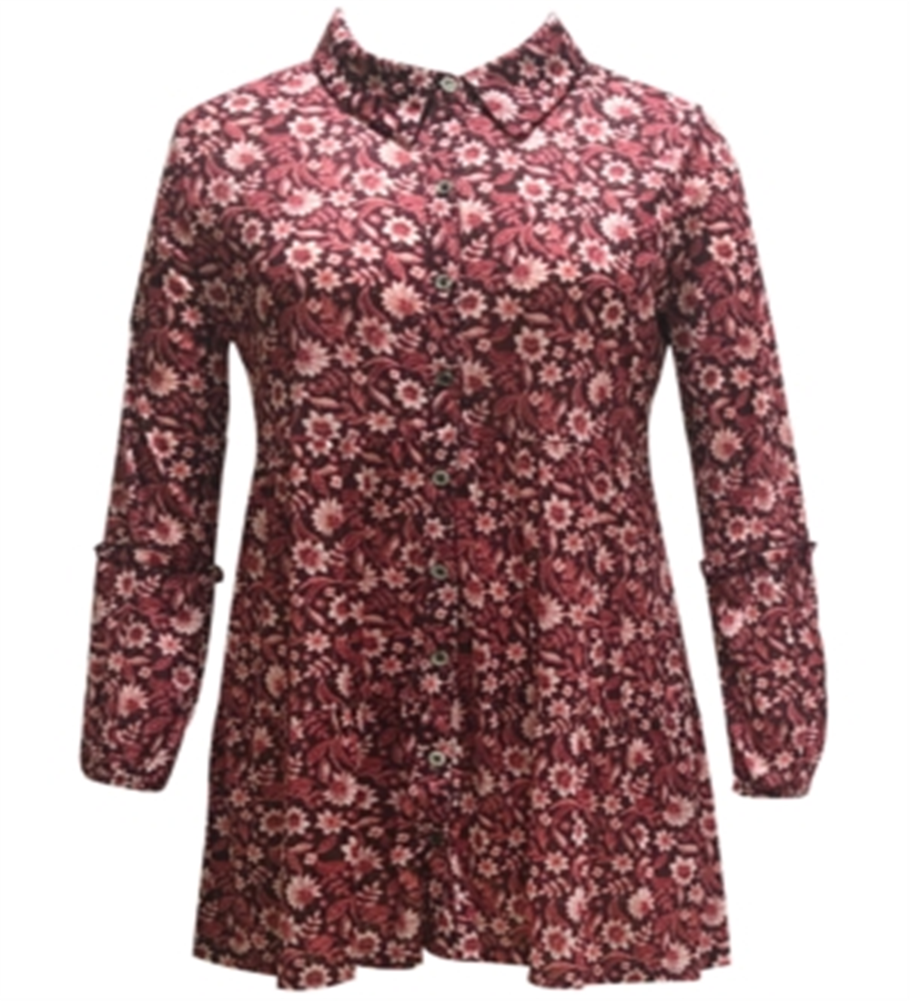 Style & Co Women's Floral Print Tunic Red Size X-Large