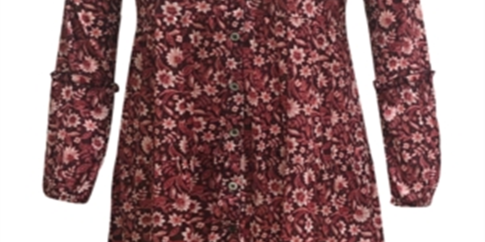 Style & Co Women's Floral Print Tunic Red Size X-Large