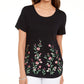 Karen Scott Women's Garden Treasure Floral Print Top Black Size Small