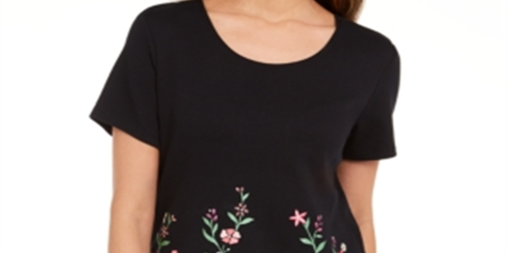 Karen Scott Women's Garden Treasure Floral Print Top Black Size Small