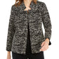 Alfani Women's Notch Collar Printed Jacket Black Size XX-Large
