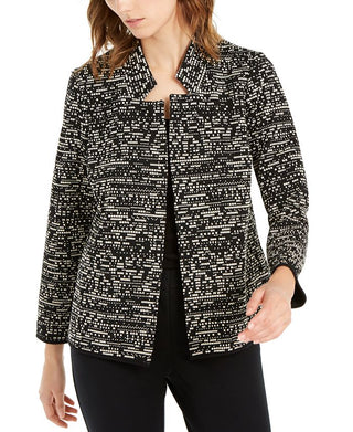 Alfani Women's Notch Collar Printed Jacket Black Size XX-Large