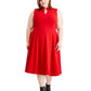 Calvin Klein Women's Plus Ruffle V Neck Sleeveless Fit Flare Dress Red Size 22W
