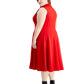 Calvin Klein Women's Plus Ruffle V Neck Sleeveless Fit Flare Dress Red Size 22W