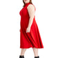 Calvin Klein Women's Plus Ruffle V Neck Sleeveless Fit Flare Dress Red Size 22W