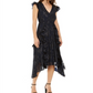 INC International Concepts Women's Metallic V Neck Midi Dress Black Size S