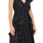 INC International Concepts Women's Metallic V Neck Midi Dress Black Size S
