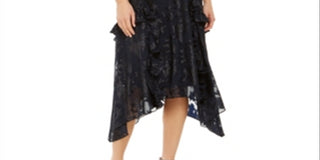 INC International Concepts Women's Metallic V Neck Midi Dress Black Size S