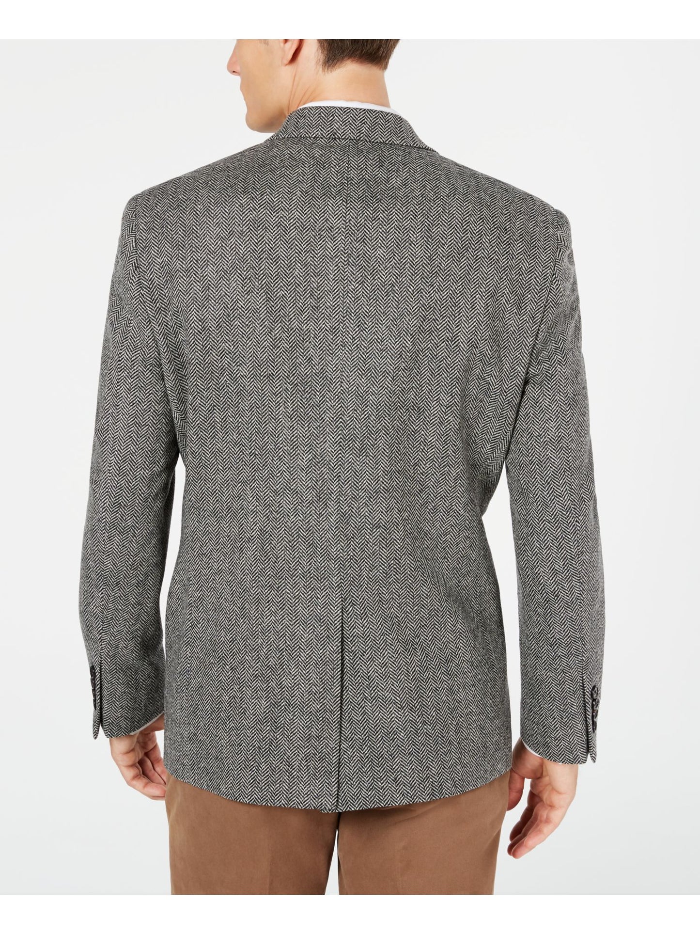 Ralph Lauren Men's Ultraflex Herringbone Regular Fit Wool Blend Suit Separate Gray Size 40L