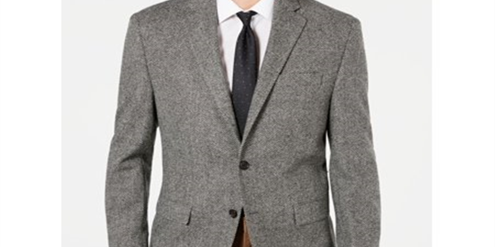 Ralph Lauren Men's Ultraflex Herringbone Regular Fit Wool Blend Suit Separate Gray Size 40L
