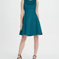 DKNY Women's Zippered Sleeveless Jewel Neck Short Fit Flare Party Dress Green Size 2