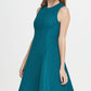DKNY Women's Zippered Sleeveless Jewel Neck Short Fit Flare Party Dress Green Size 2