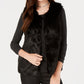 Say What? Junior's Faux Fur Vest Black Size X-Large