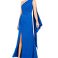 Adrianna Papell Women's Draped One Shoulder Gown Blue Size 4