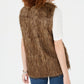 Say What Junior's Faux Fur Vest Brown Size X-Large