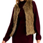 Say What Junior's Faux Fur Vest Brown Size X-Large
