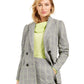 Bar III Women's Double Breasted Plaid Blazer Wear to Work Jacket Grey Size XX-Large