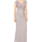 Jessica Howard Women's Ruched Glitter & Lace Gown Brown Size 8
