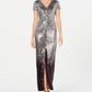Calvin Klein Women's Short Sleeve Full Length Empire Waist Formal Dress Gray Size 14