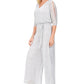 MSK Women's 3/4 Sleeve V Neck Blouse Wide Leg Formal Jumpsuit Silver Size 12