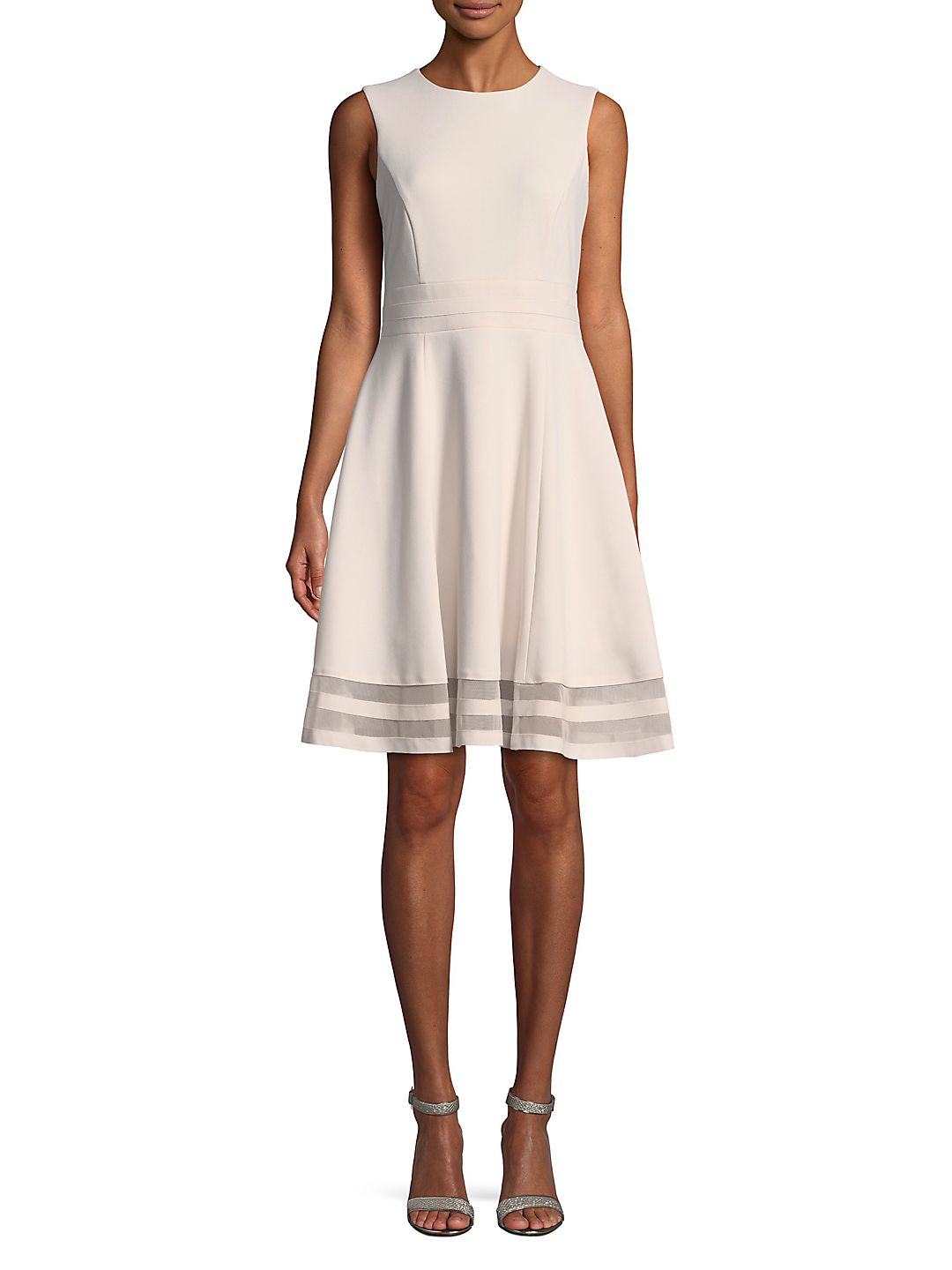 Calvin Klein Women's Illusion Trim Fit & Flare Dress -Pink Size 16