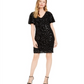 Calvin Klein Women's Short Sleeve Knee Length Body Con Evening Dress Black Size 14