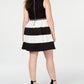 Speechless Women's Striped Sleeveless Jewel Neck Above the Knee Fit Flare Dress Black Size 20