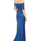 Vince Camuto Women's Solid Sleeveless Off Shoulder Full Length Formal Dress Blue Size 6