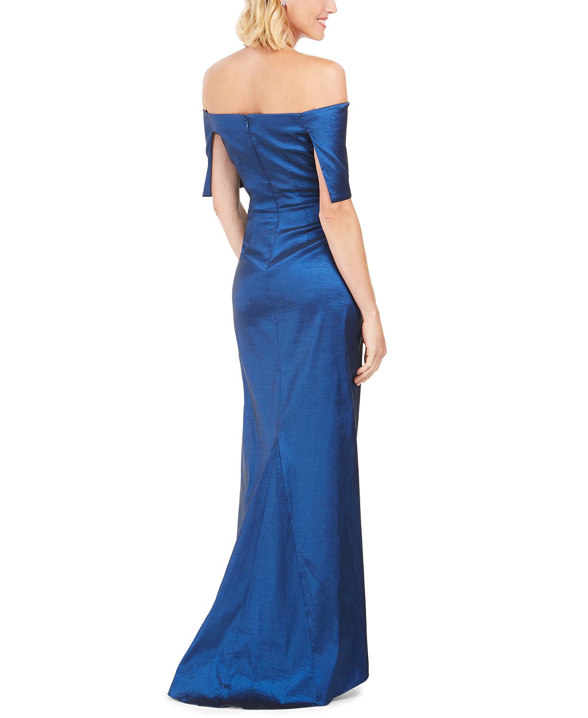 Vince Camuto Women's Solid Sleeveless Off Shoulder Full Length Formal Dress Blue Size 6