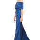 Vince Camuto Women's Solid Sleeveless Off Shoulder Full Length Formal Dress Blue Size 6