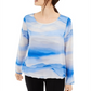 Alfani Women's Striped Scoop Neck Blouse Blue Size XX-Large