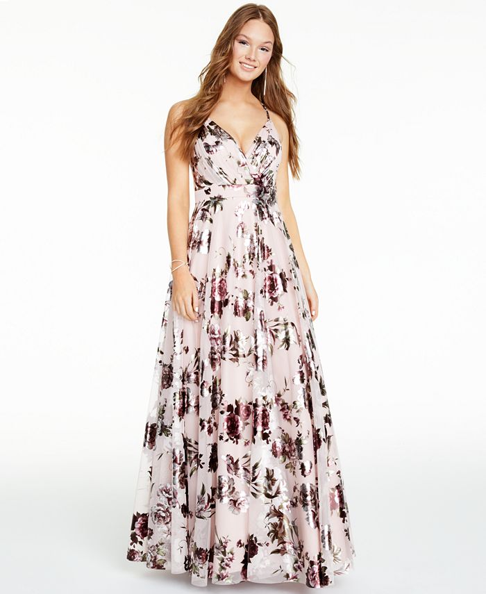 City Studio Women's Metallic Maxi Evening Dress Pink Size 16