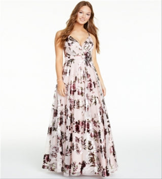 City Studio Women's Metallic Maxi Evening Dress Pink Size 16