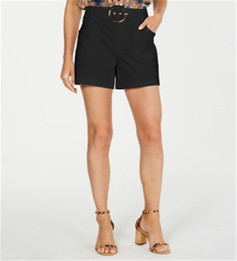 INC International Concepts Women's Belted Shorts Black Size 0