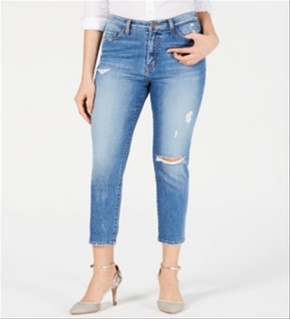 Flying Monkey Women's La Jolla Light Washed Distressed Mom Jeans Blue Size 24