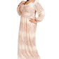 R&M Richards Women's Sequined Long Sleeve Jewel Neck Maxi Dress Brown Size 18W