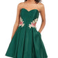 Blondie Nites Women's Embellished Floral Sweetheart Neckline Full Length Party Fit Flare Dress Green Size 3