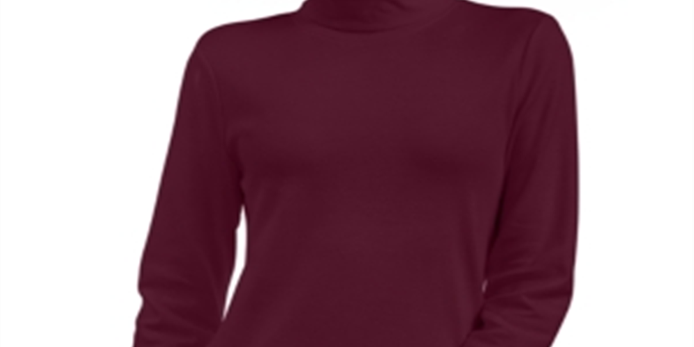 Karen Scott Women's Cotton Turtleneck Top Wine Size Petite S/M
