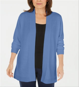 Karen Scott Women's Open Front Cardigan Blue Size Petite Small
