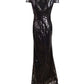 Calvin Klein Women's Cap Sleeve Sequined V Back Gown Black Size 2
