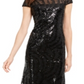 Calvin Klein Women's Cap Sleeve Sequined V Back Gown Black Size 2