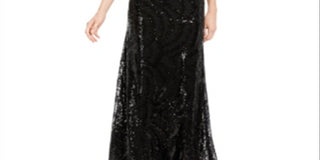Calvin Klein Women's Cap Sleeve Sequined V Back Gown Black Size 2
