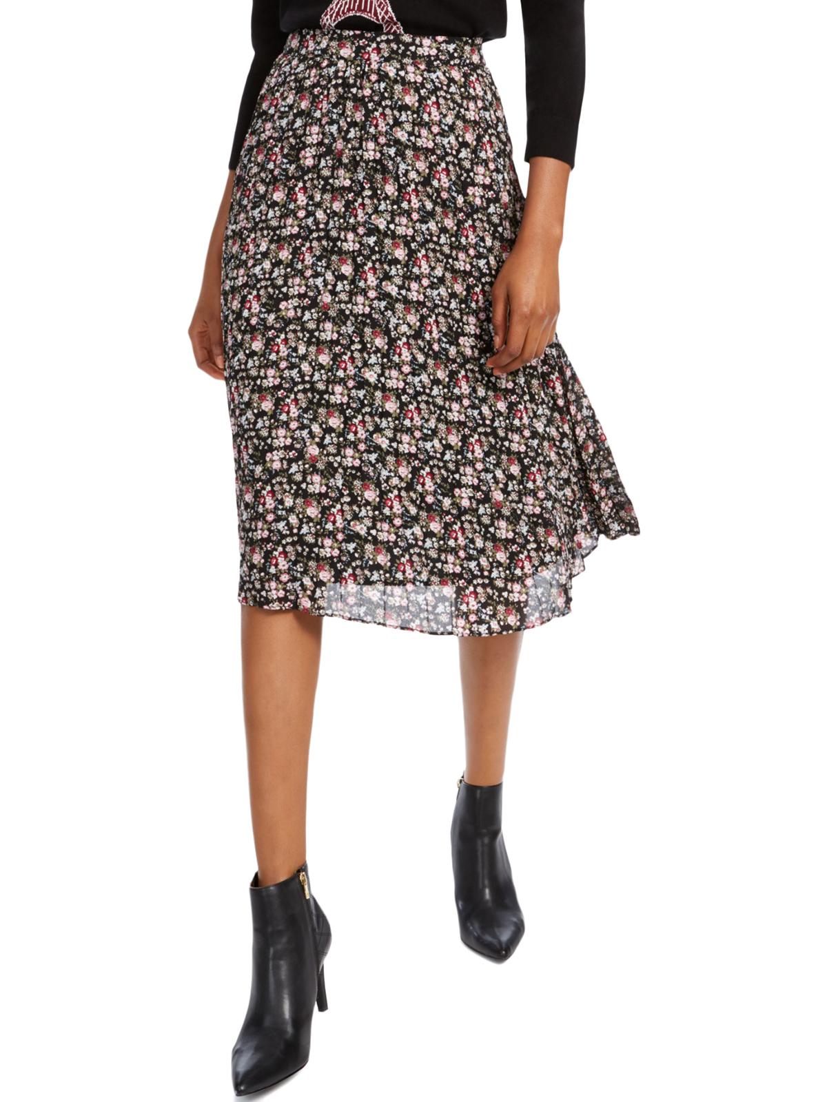 Maison Jules Women's Floral Midi Skirt Black Size X-Small