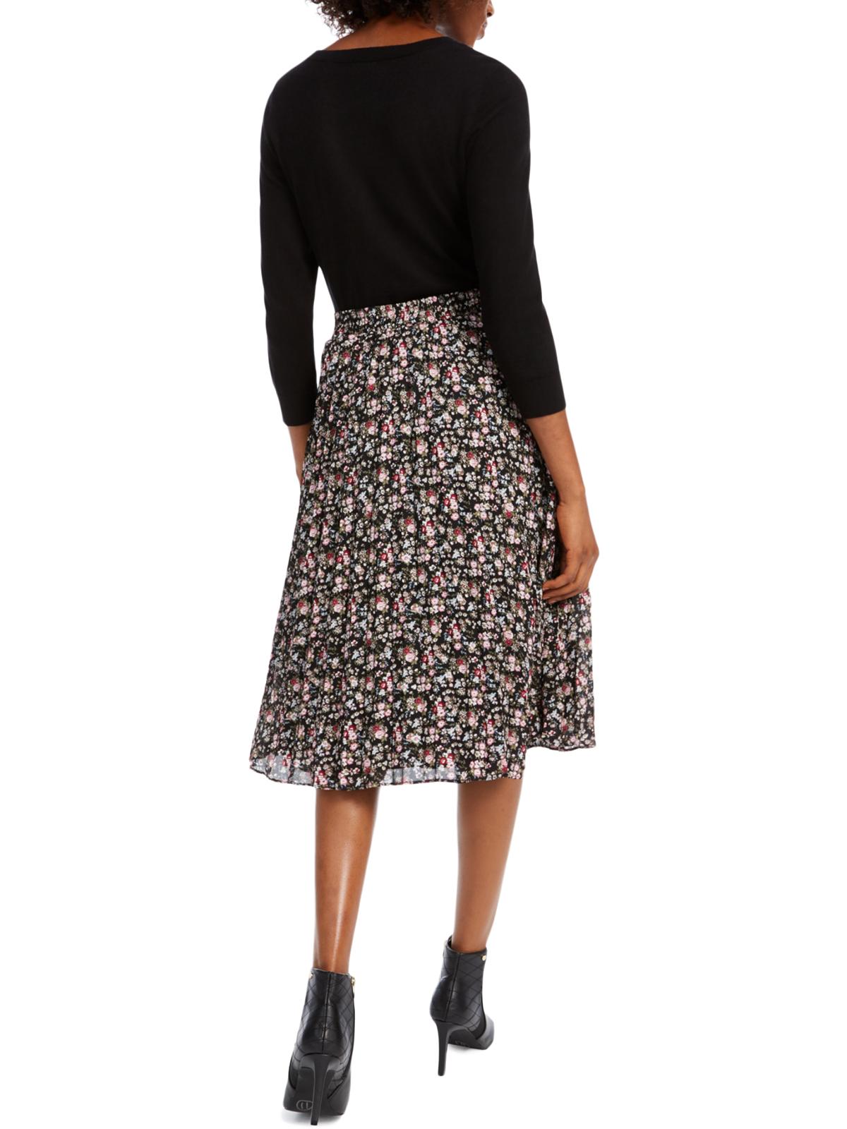 Maison Jules Women's Floral Midi Skirt Black Size X-Small