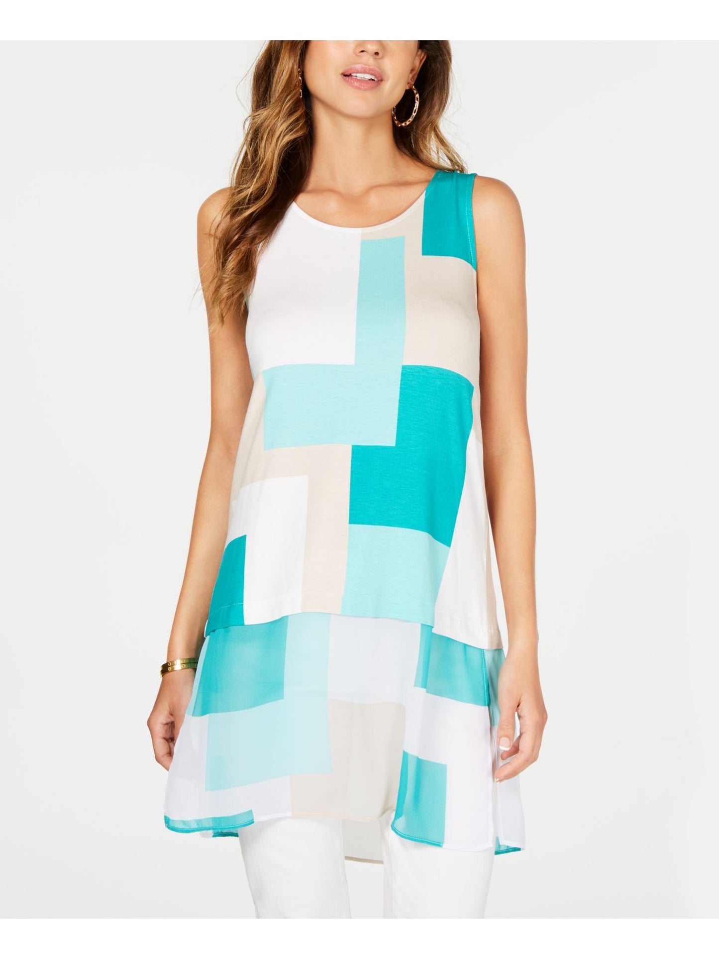 Alfani Women's Printed Tunic Blue Size X-Large