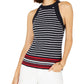 Tommy Hilfiger Women's Cotton Striped Tank Top Sweater Blue Size Small